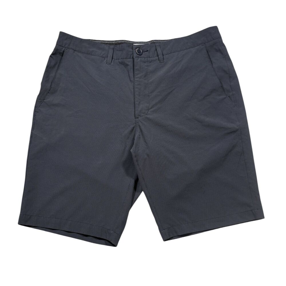 7 Diamonds Performance Golf Shorts Mens 34 Gray Stretch Chino Bermuda 10" Inseam